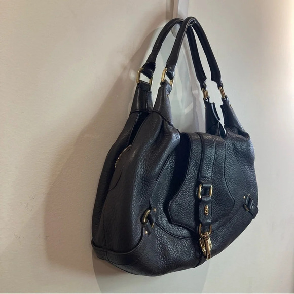 COLE HAAN Large Baguette Shaped With 3 Compartments Gold Hardware Shoulder  Bag - Picture 11 of 16